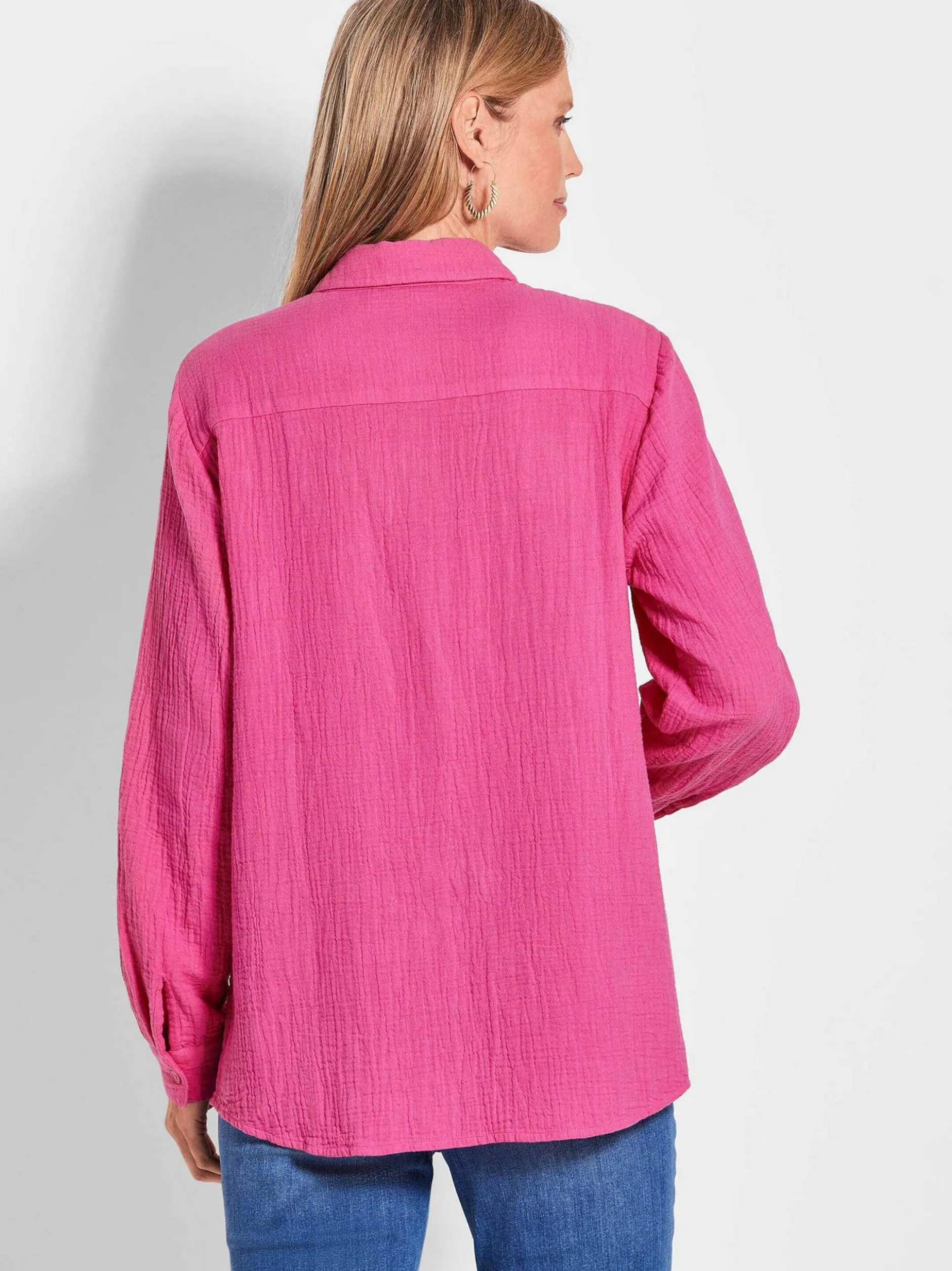 Goldner Damen Hemdblusen - Kurzgröße in pink