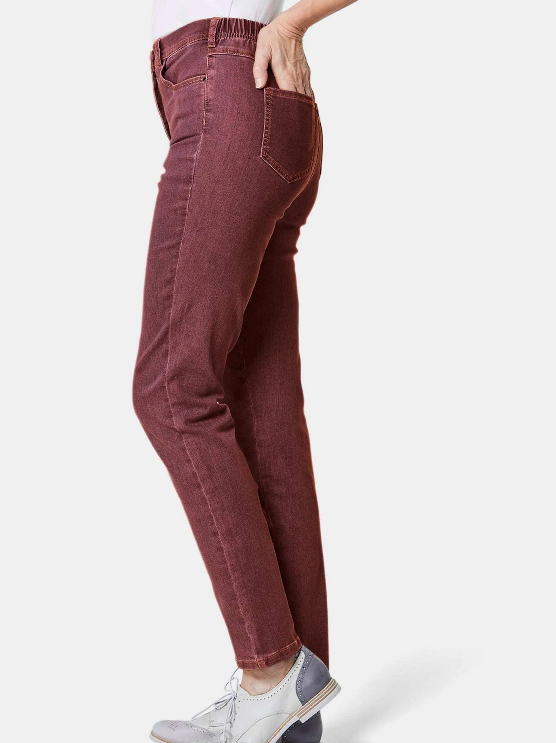 Goldner Damen Jeans in bordeaux