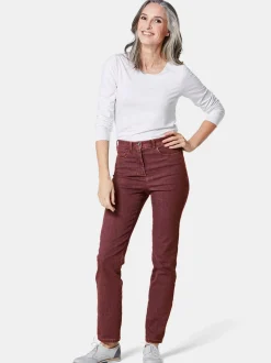 Goldner Damen Jeans in bordeaux