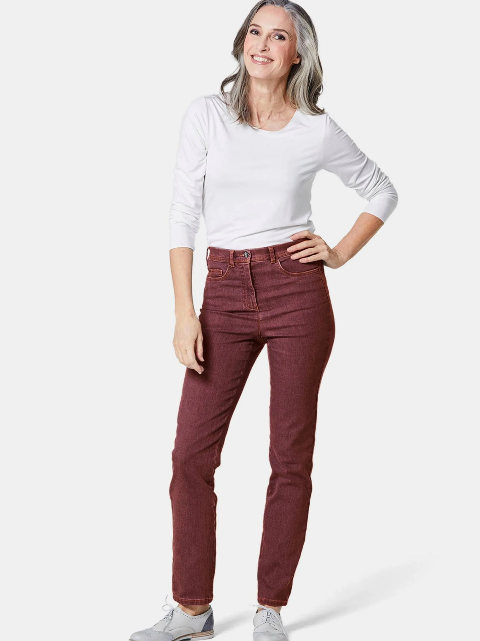 Goldner Damen Jeans in bordeaux