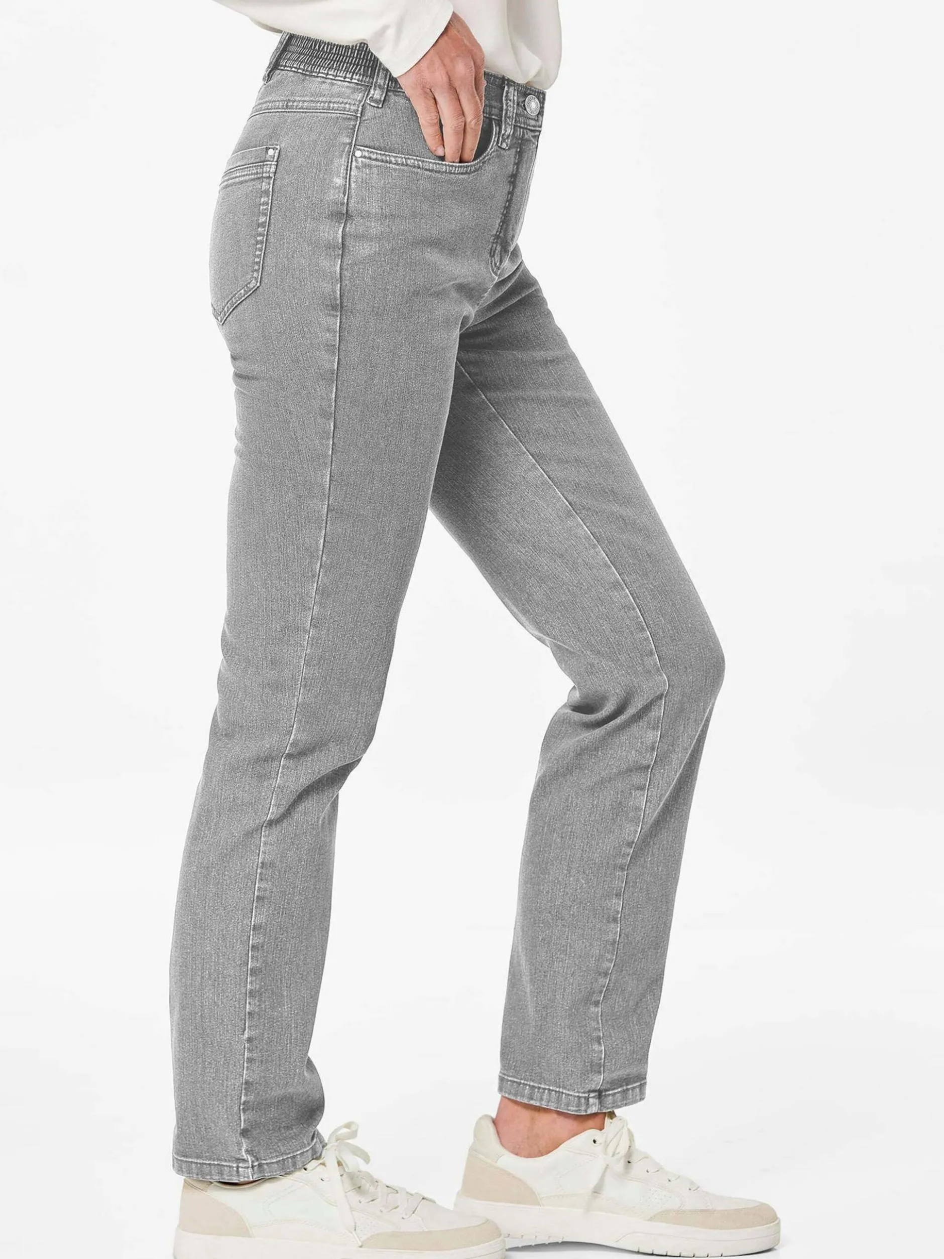 Goldner Damen Jeans in hellgrau