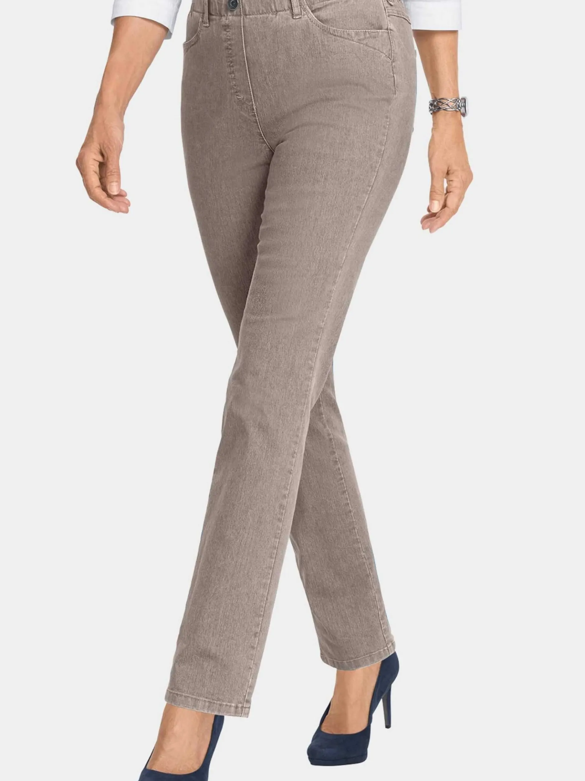 Goldner Damen Jeans in taupe