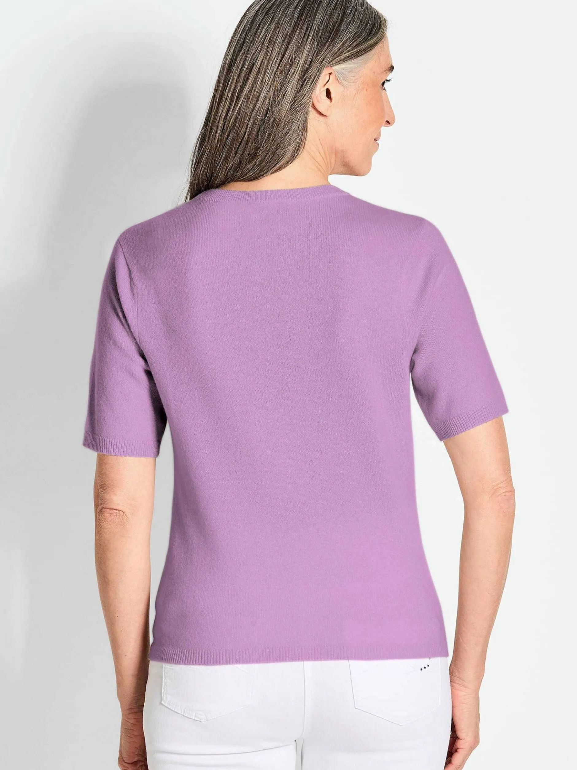Goldner Damen Kurzarm-Pullover in flieder