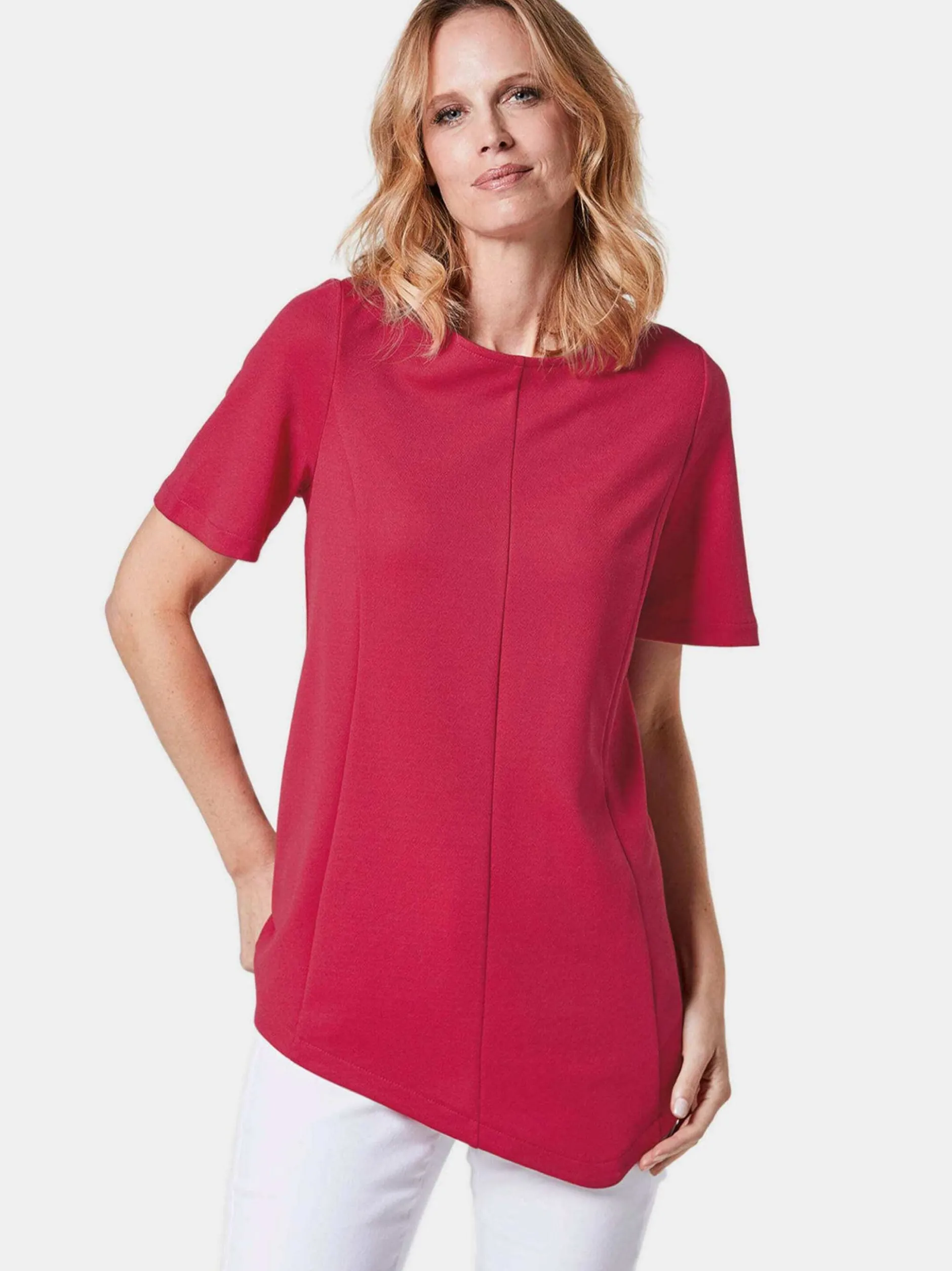 Goldner Damen Kurzarm-Shirts in rot - Ärmel: Halbarm