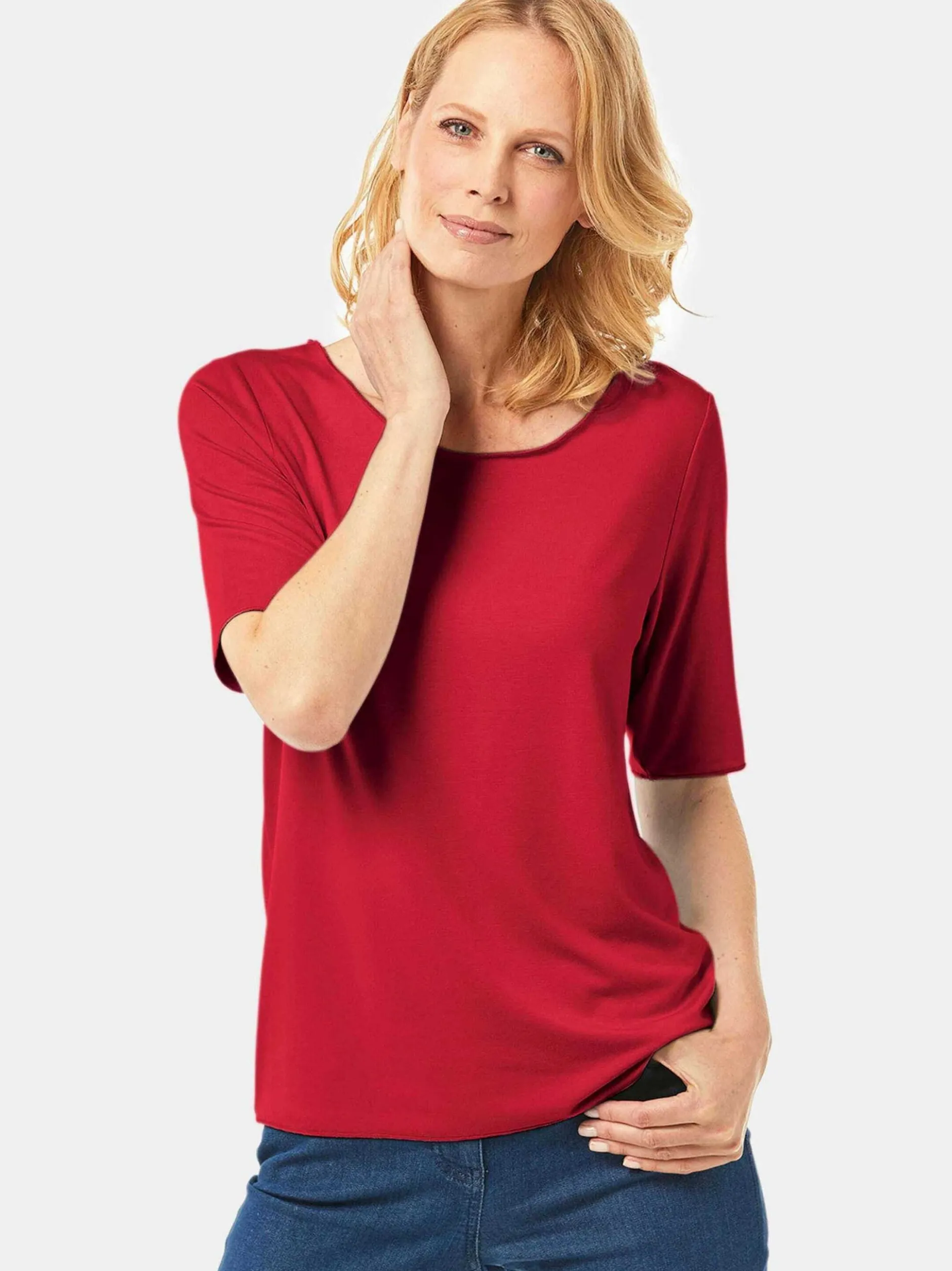 Goldner Damen Kurzarm-Shirts - Kurzgröße in rot
