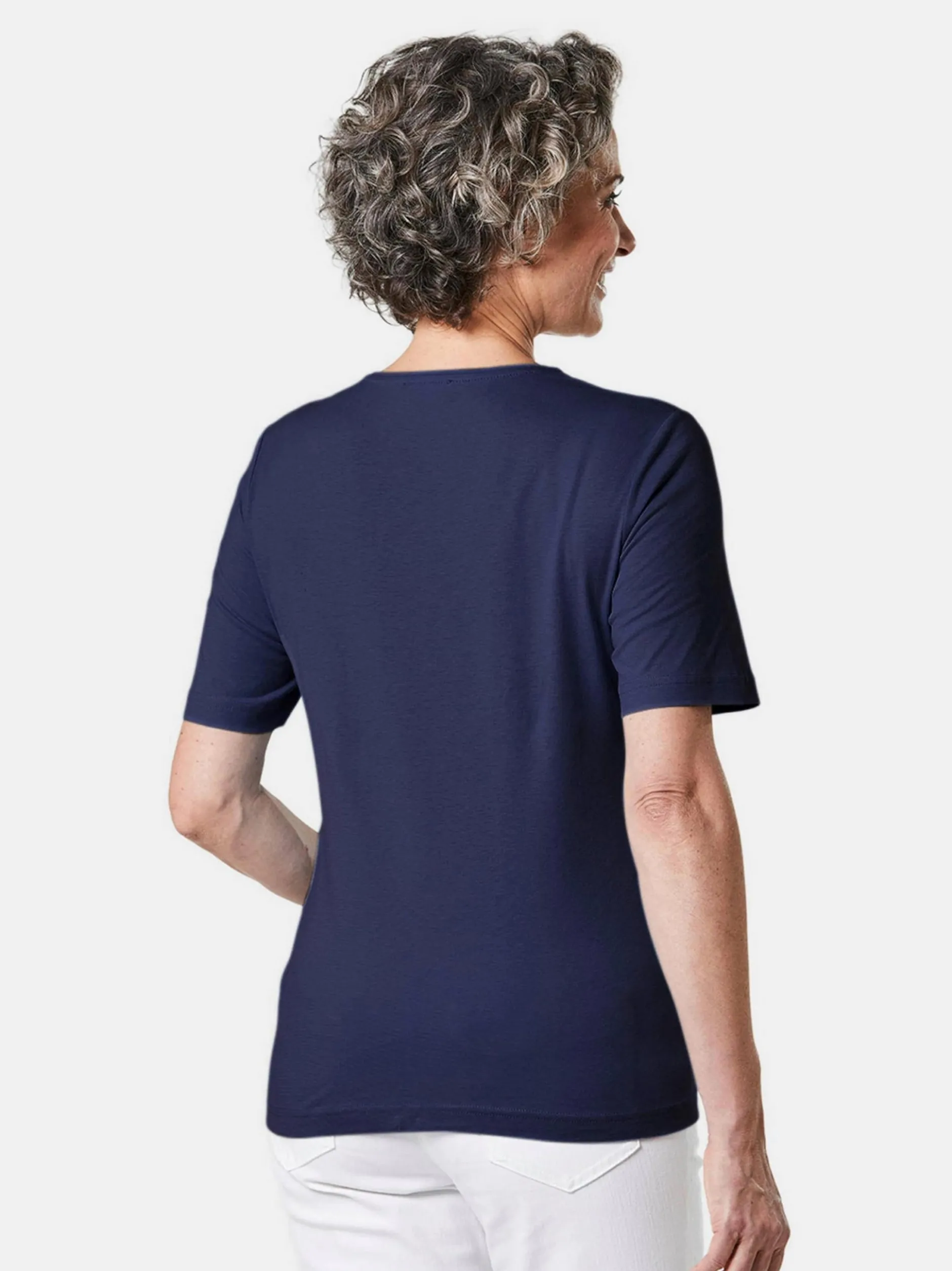 Goldner Damen Kurzarm-Shirts in marine - Ärmel: Halbarm
