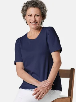 Goldner Damen Kurzarm-Shirts in marine - Ärmel: Halbarm
