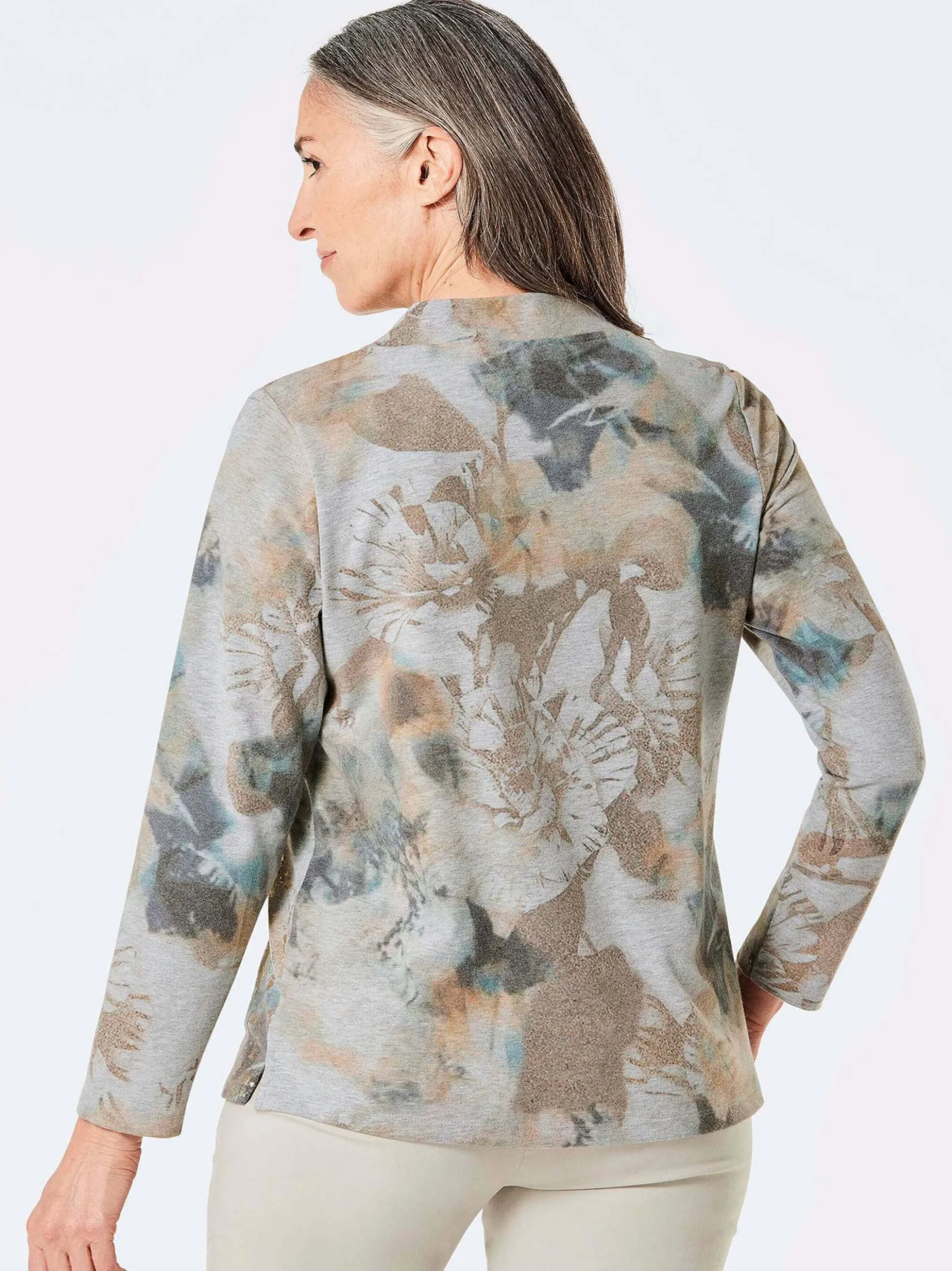 Goldner Damen Langarmshirt - Kurzgröße in grau