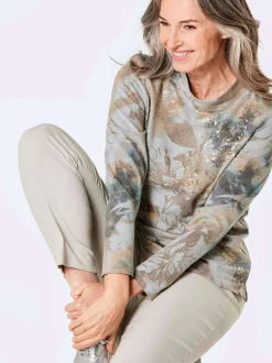Goldner Damen Langarmshirt - Kurzgröße in grau