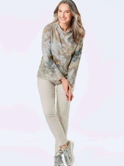 Goldner Damen Langarmshirt - Kurzgröße in grau