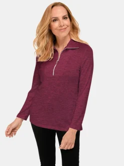 Goldner Damen Langarm-Shirts in melange - Ärmel: langarm