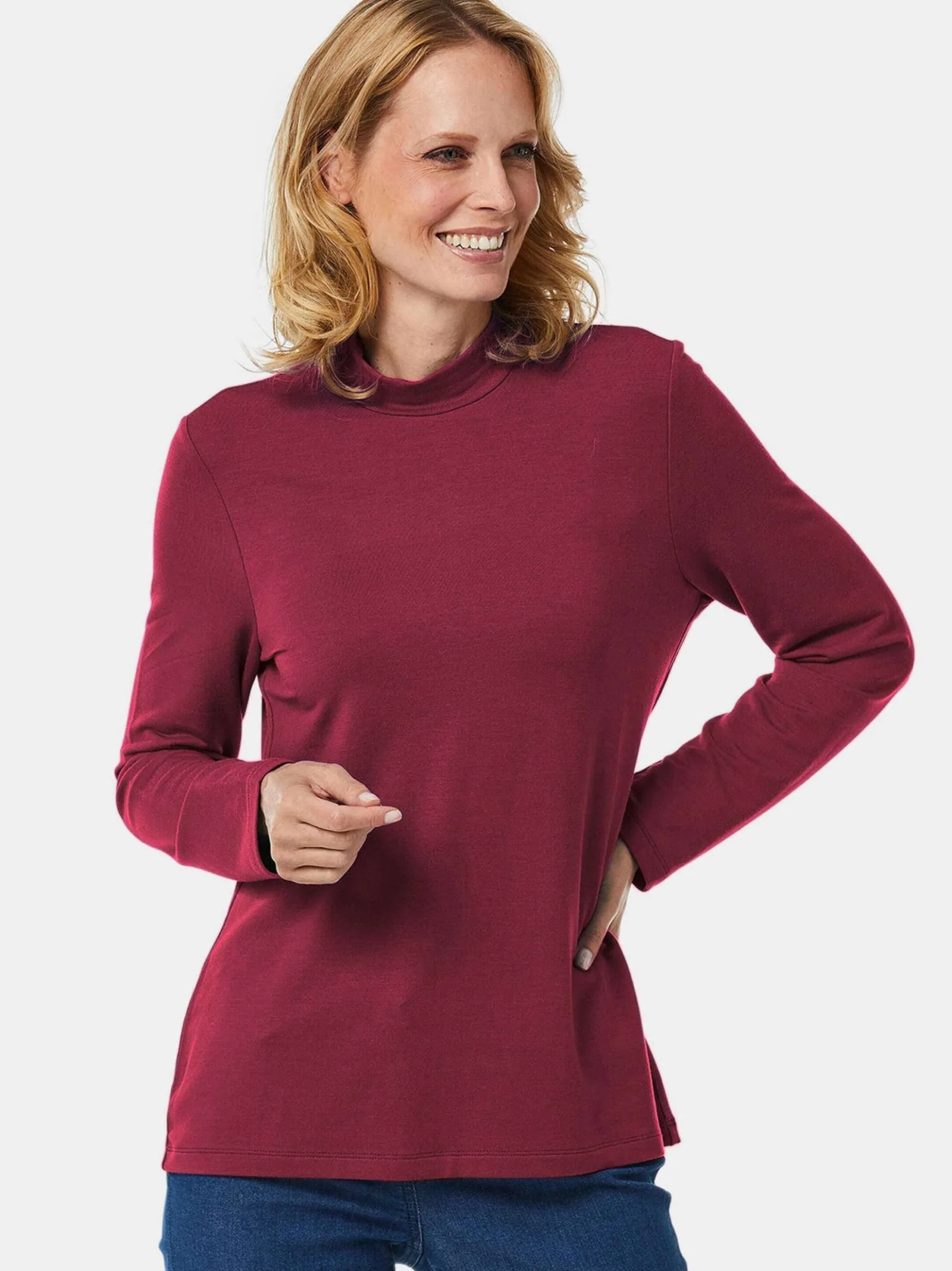 Goldner Damen Langarm-Shirts in rot - Ärmel: langarm