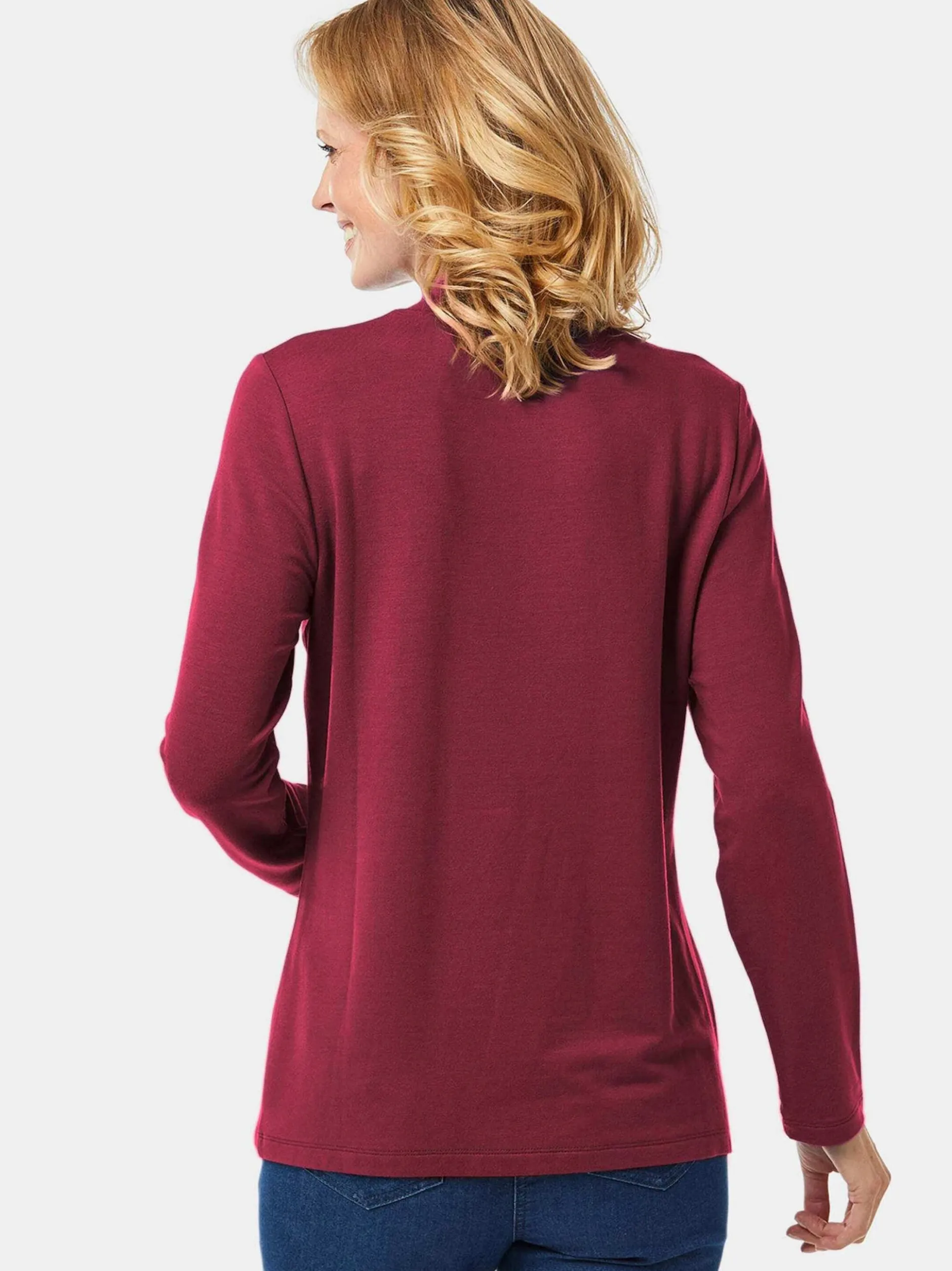 Goldner Damen Langarm-Shirts in rot - Ärmel: langarm