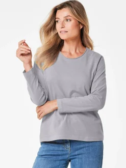 Goldner Damen Langarm-Shirts in silber - Ärmel: langarm