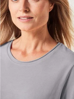 Goldner Damen Langarm-Shirts in silber - Ärmel: langarm