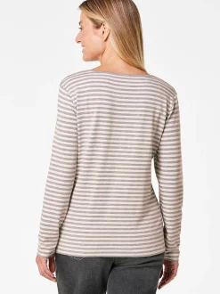 Goldner Damen Langarm-Shirts in taupe - Ärmel: langarm