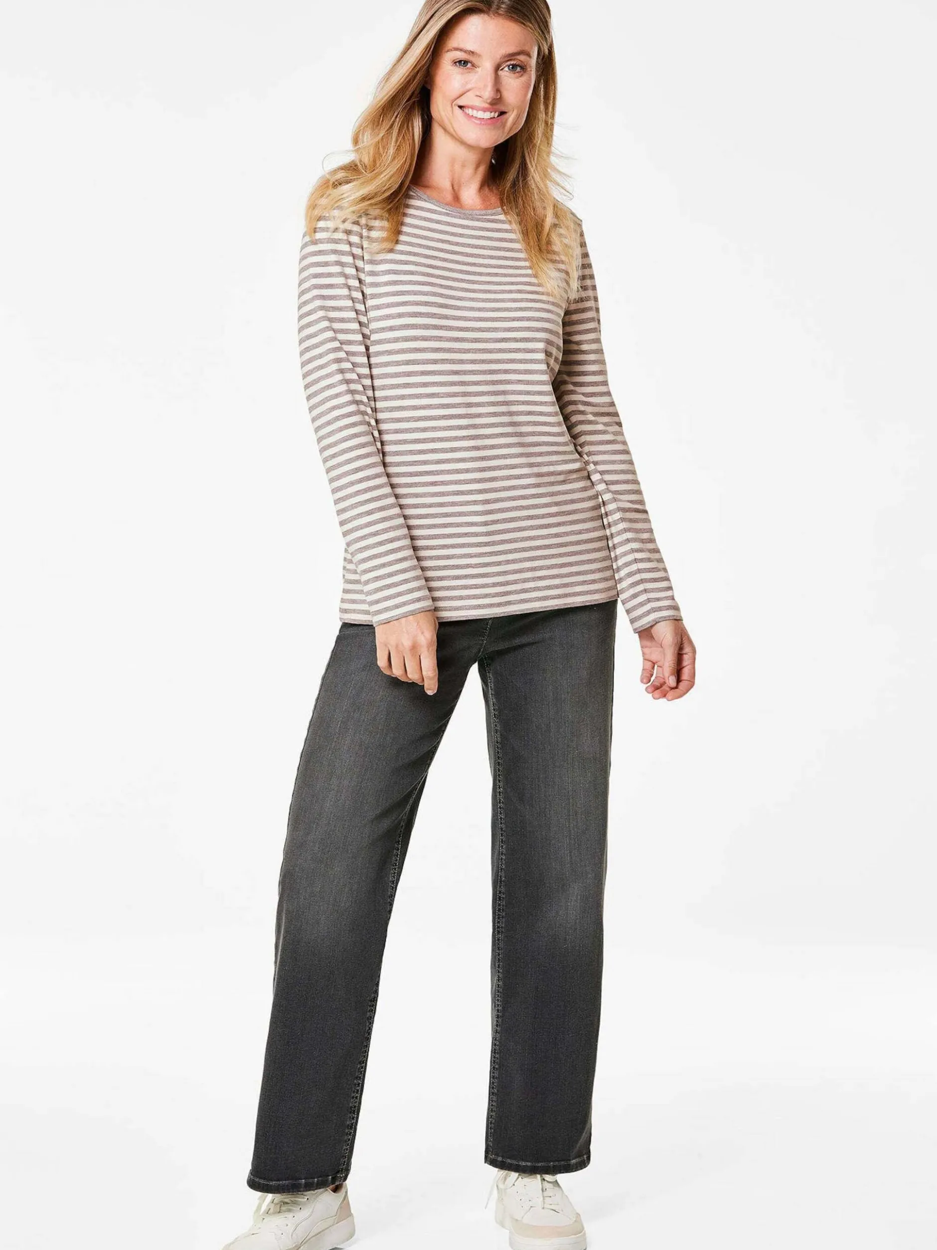 Goldner Damen Langarm-Shirts in taupe - Ärmel: langarm