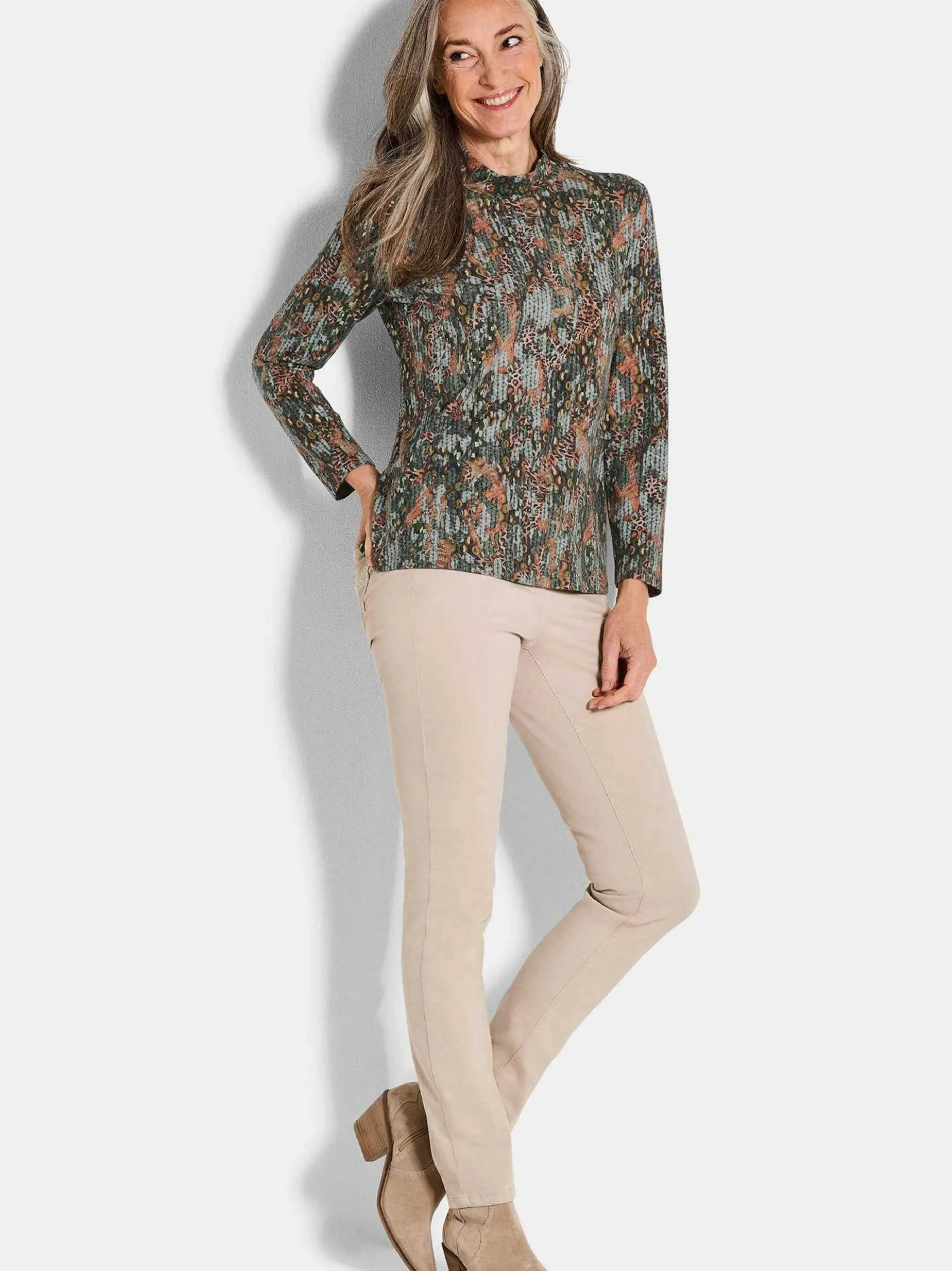 Goldner Damen Langarm-Shirts - Kurzgröße in grün