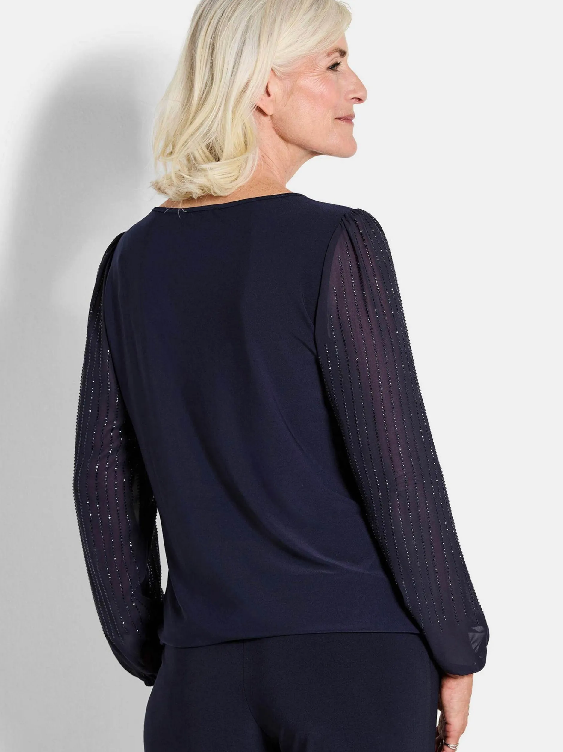 Goldner Damen Langarm-Shirts - Kurzgröße in marine