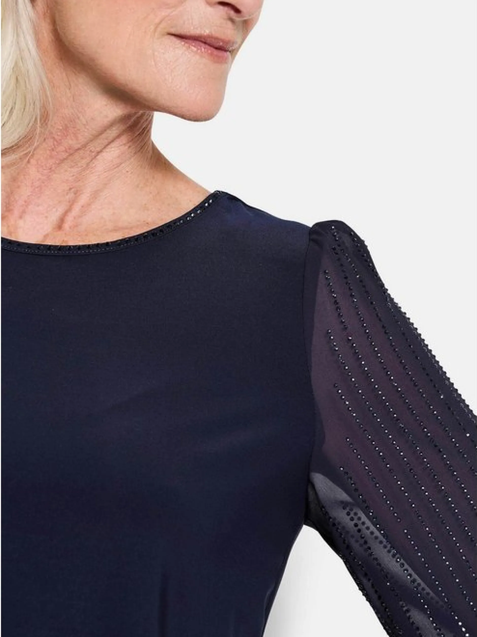 Goldner Damen Langarm-Shirts - Kurzgröße in marine