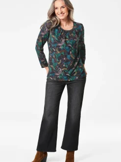Goldner Damen Longshirts in mehrfarbig - Ärmel: langarm