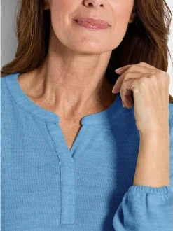 Goldner Damen Longshirts - Kurzgröße in blau