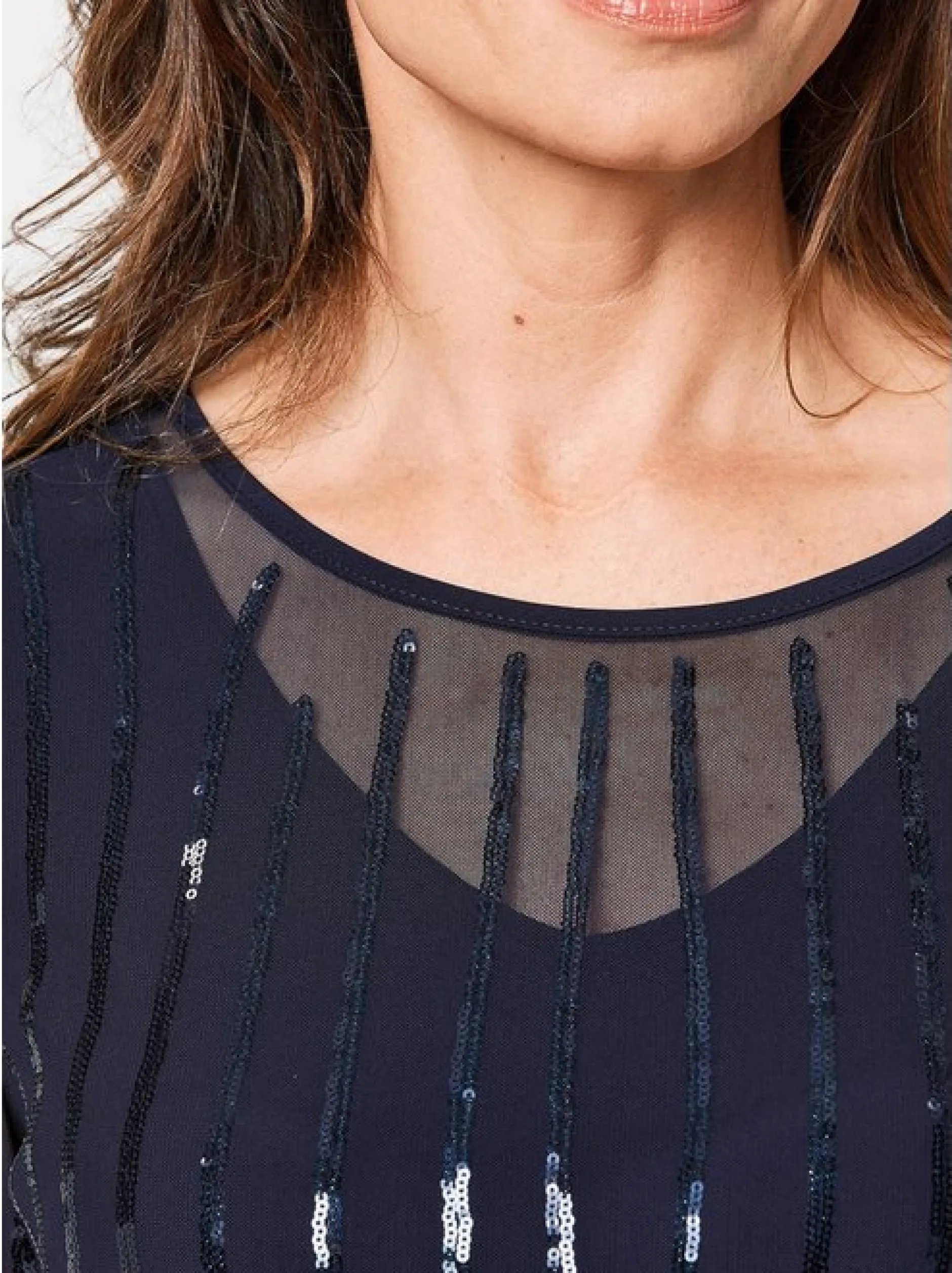 Goldner Damen Mesh-Shirt - Kurzgröße in blau