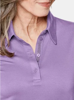 Goldner Damen Poloshirts in flieder - Ärmel: langarm