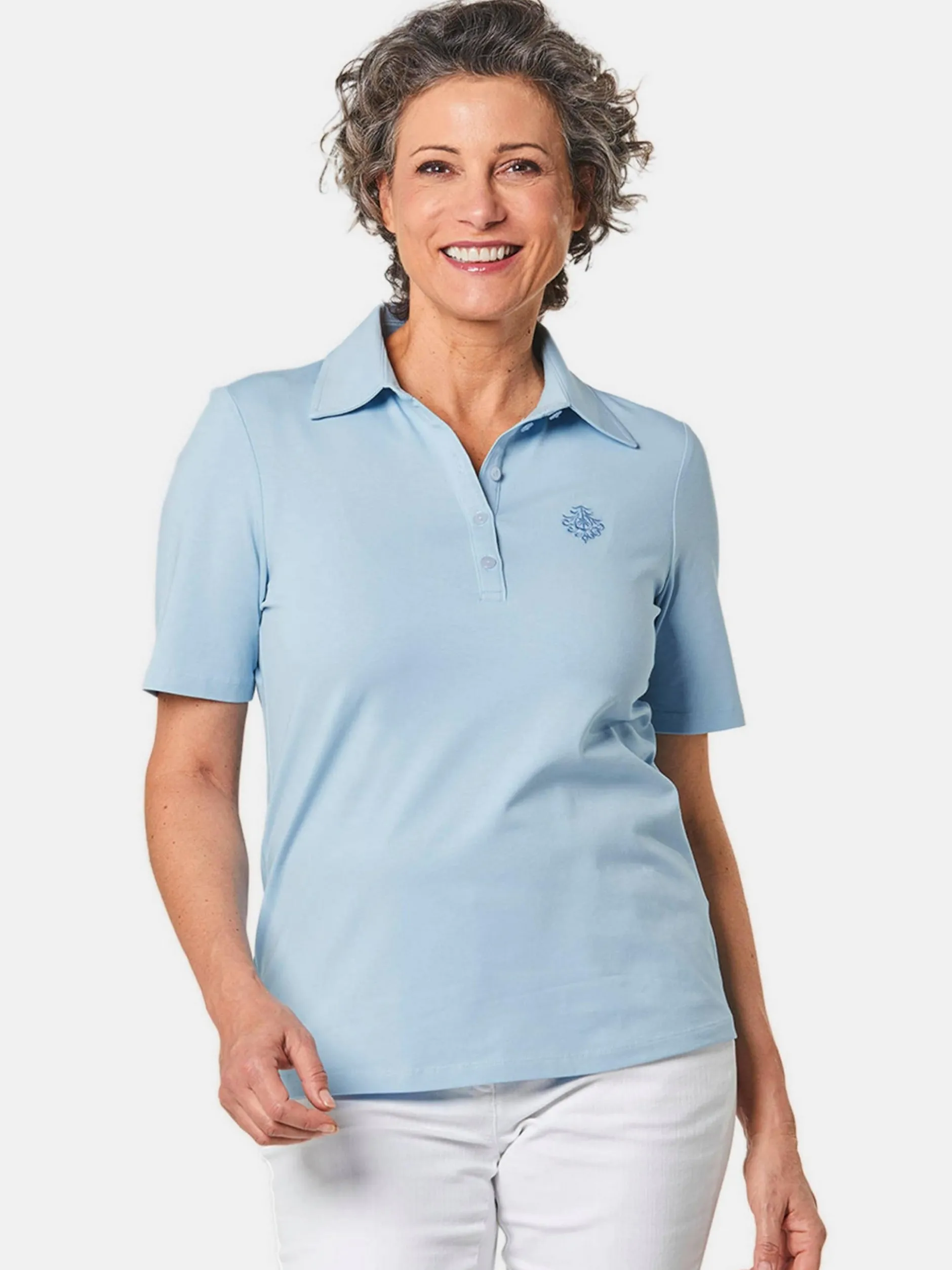 Goldner Damen Poloshirts in hellblau - Ärmel: Halbarm