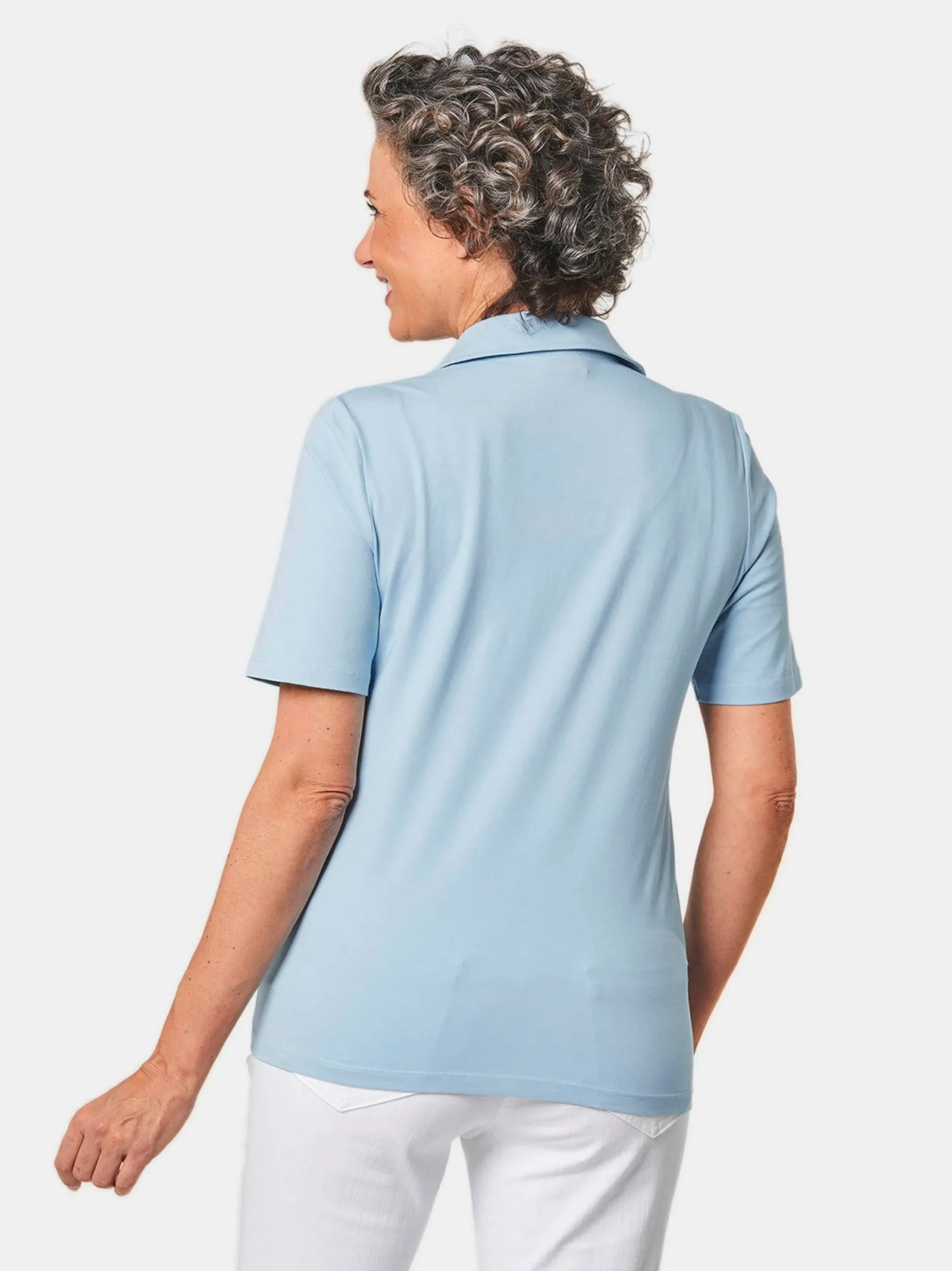 Goldner Damen Poloshirts in hellblau - Ärmel: Halbarm