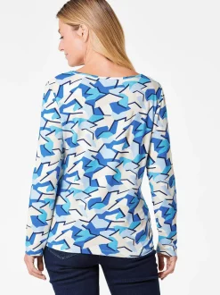 Goldner Damen Print Shirts in blau - Ausschnitt: U-Boot