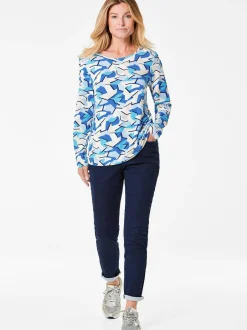 Goldner Damen Print Shirts in blau - Ausschnitt: U-Boot