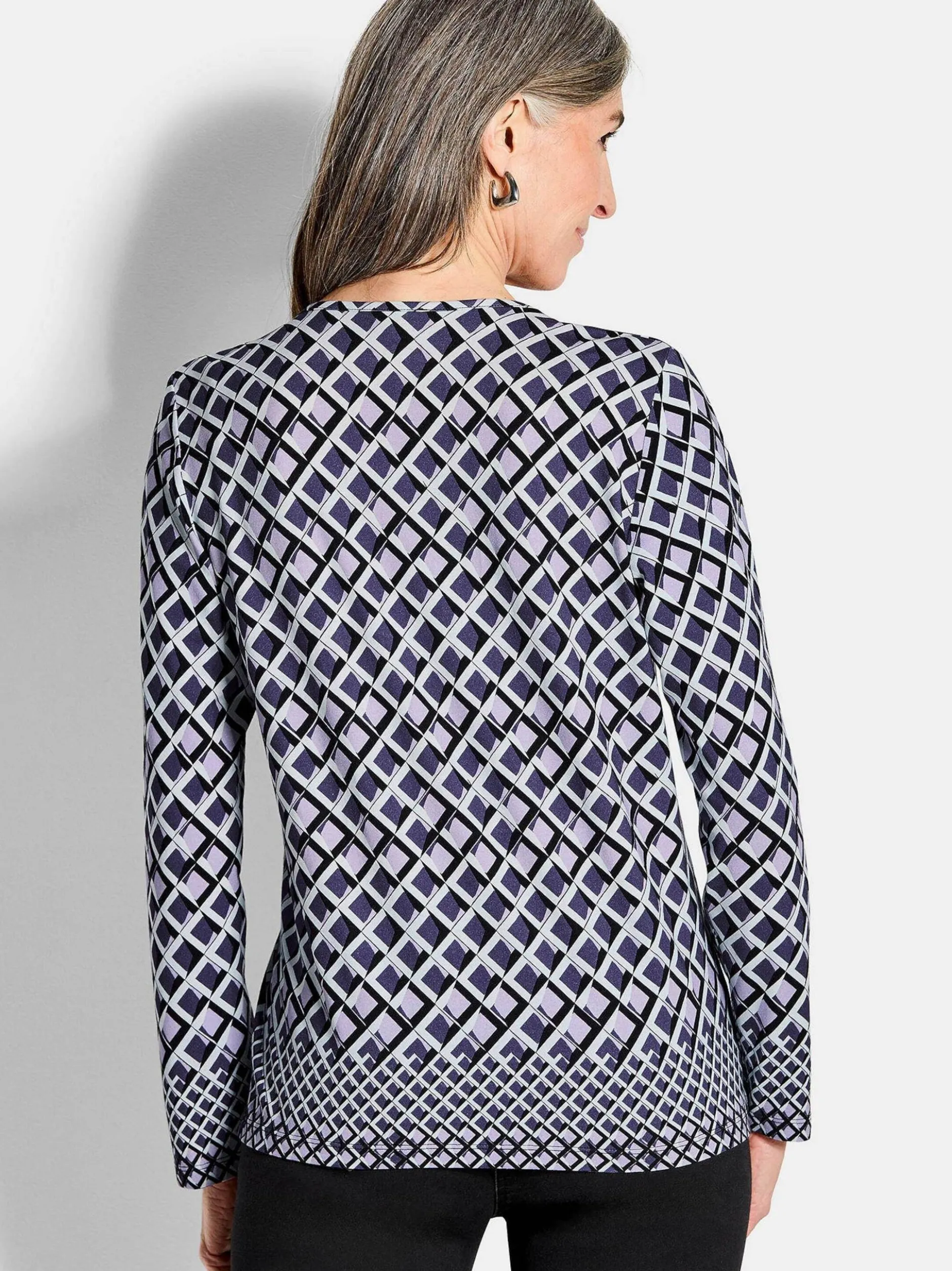 Goldner Damen Print Shirts in lila - Ärmel: langarm
