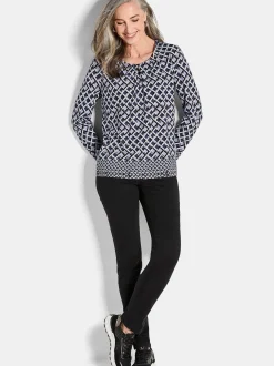 Goldner Damen Print Shirts in lila - Ärmel: langarm