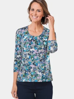 Goldner Damen Print Shirts in marine - Ärmel: 3/4 Arm