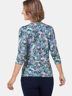 Goldner Damen Print Shirts in marine - Ärmel: 3/4 Arm