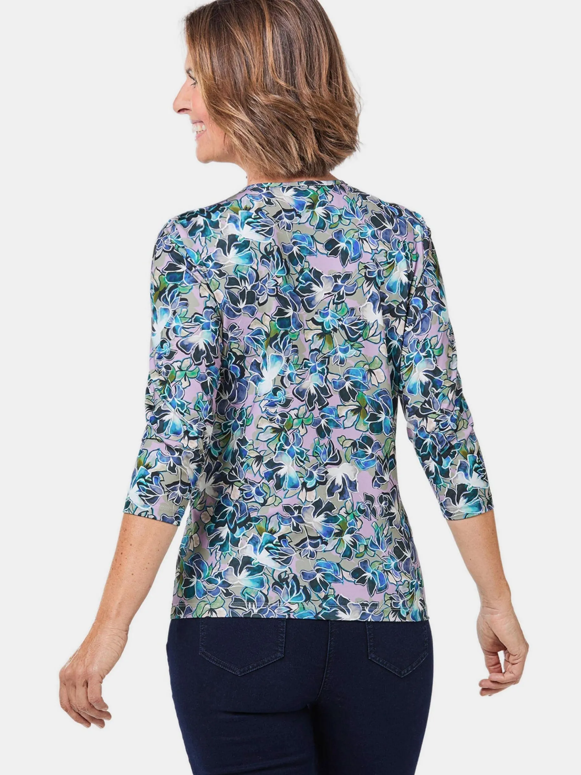 Goldner Damen Print Shirts in marine - Ärmel: 3/4 Arm