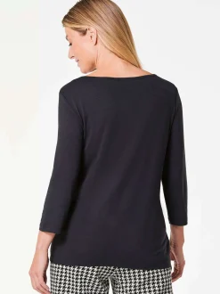 Goldner Damen Print Shirts in schwarz - Ärmel: 3/4 Arm