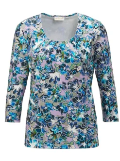 Goldner Damen Print Shirts - Kurzgröße in marine