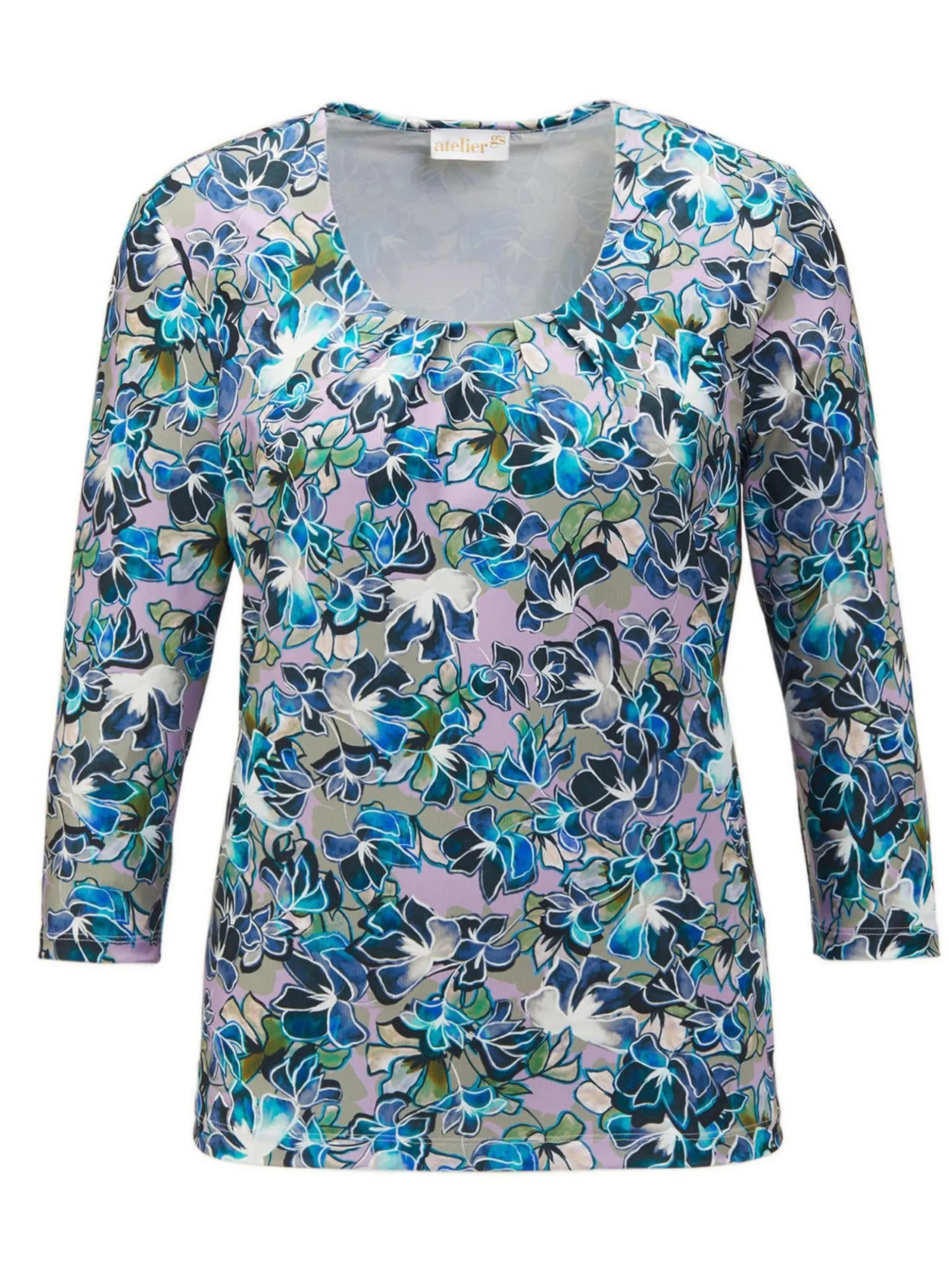 Goldner Damen Print Shirts - Kurzgröße in marine
