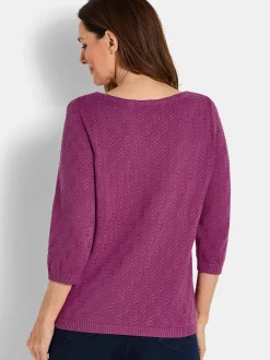 Goldner Damen Pullover in aubergine - Ausschnitt: U-Boot