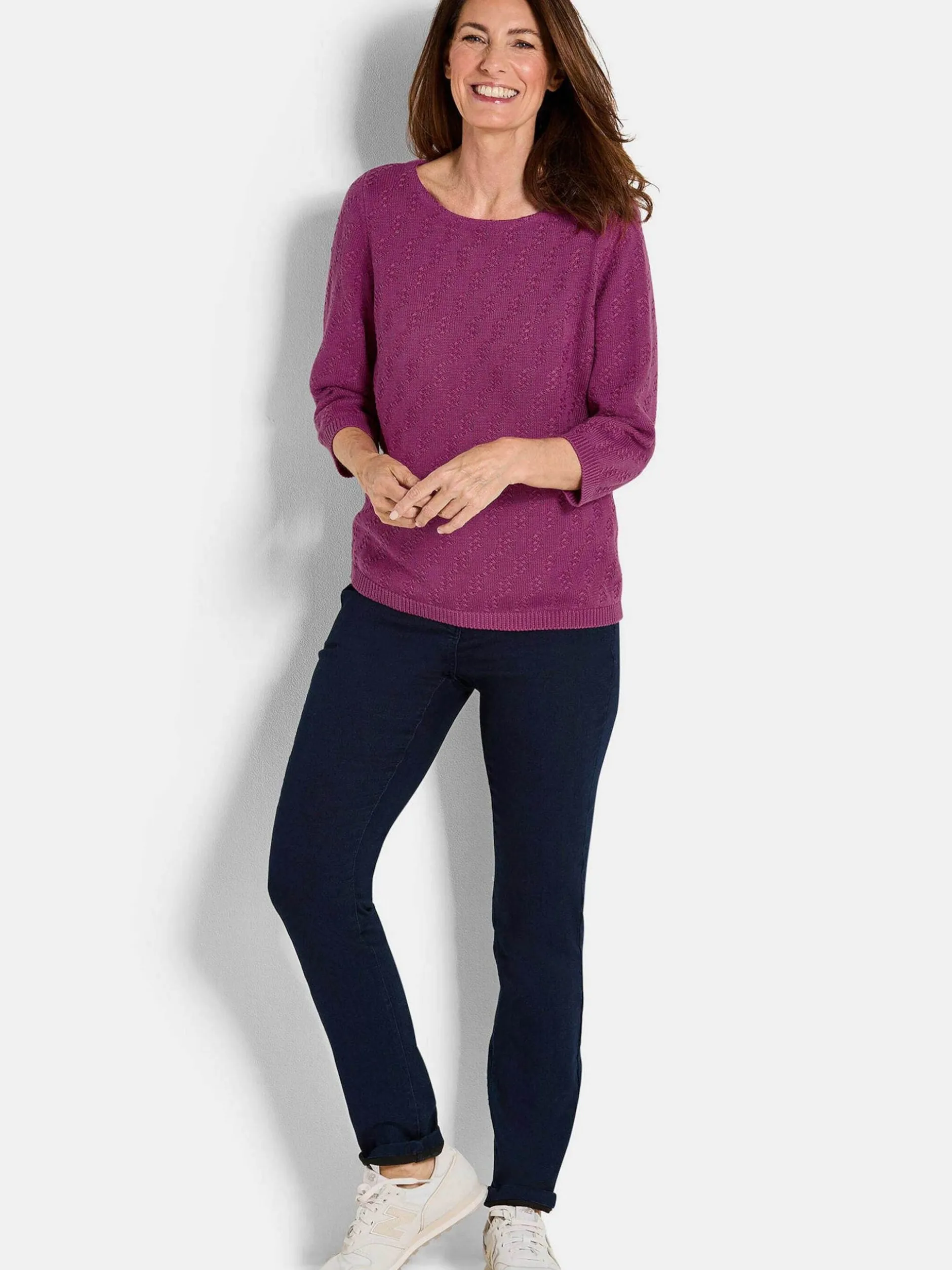 Goldner Damen Pullover in aubergine - Ausschnitt: U-Boot
