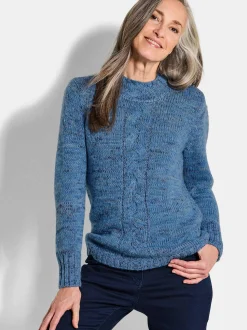Goldner Damen Pullover in blau - Ausschnitt: Stehkragen