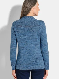 Goldner Damen Pullover in blau - Ausschnitt: Stehkragen