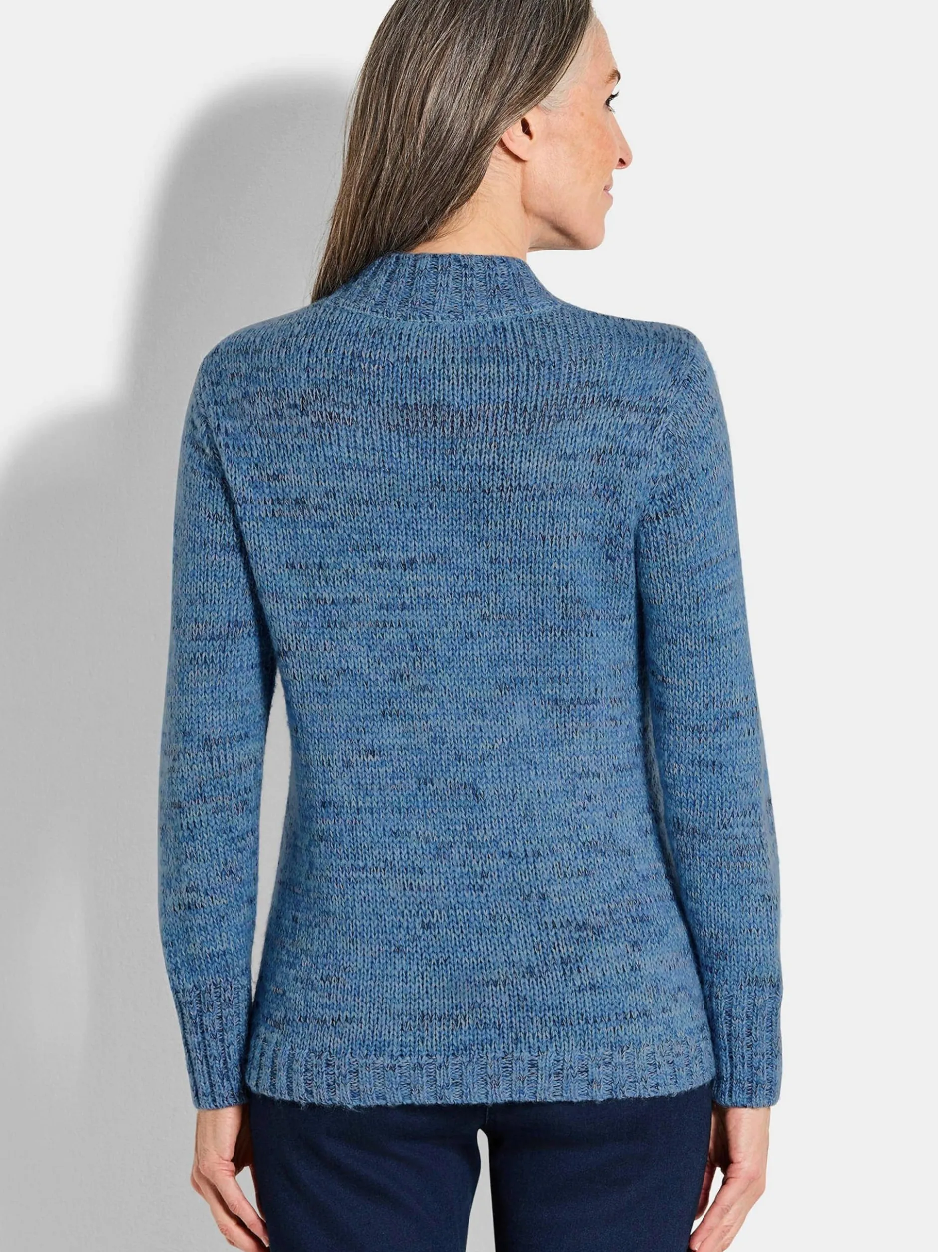 Goldner Damen Pullover in blau - Ausschnitt: Stehkragen