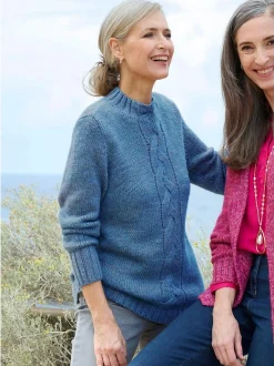 Goldner Damen Pullover in blau - Ausschnitt: Stehkragen