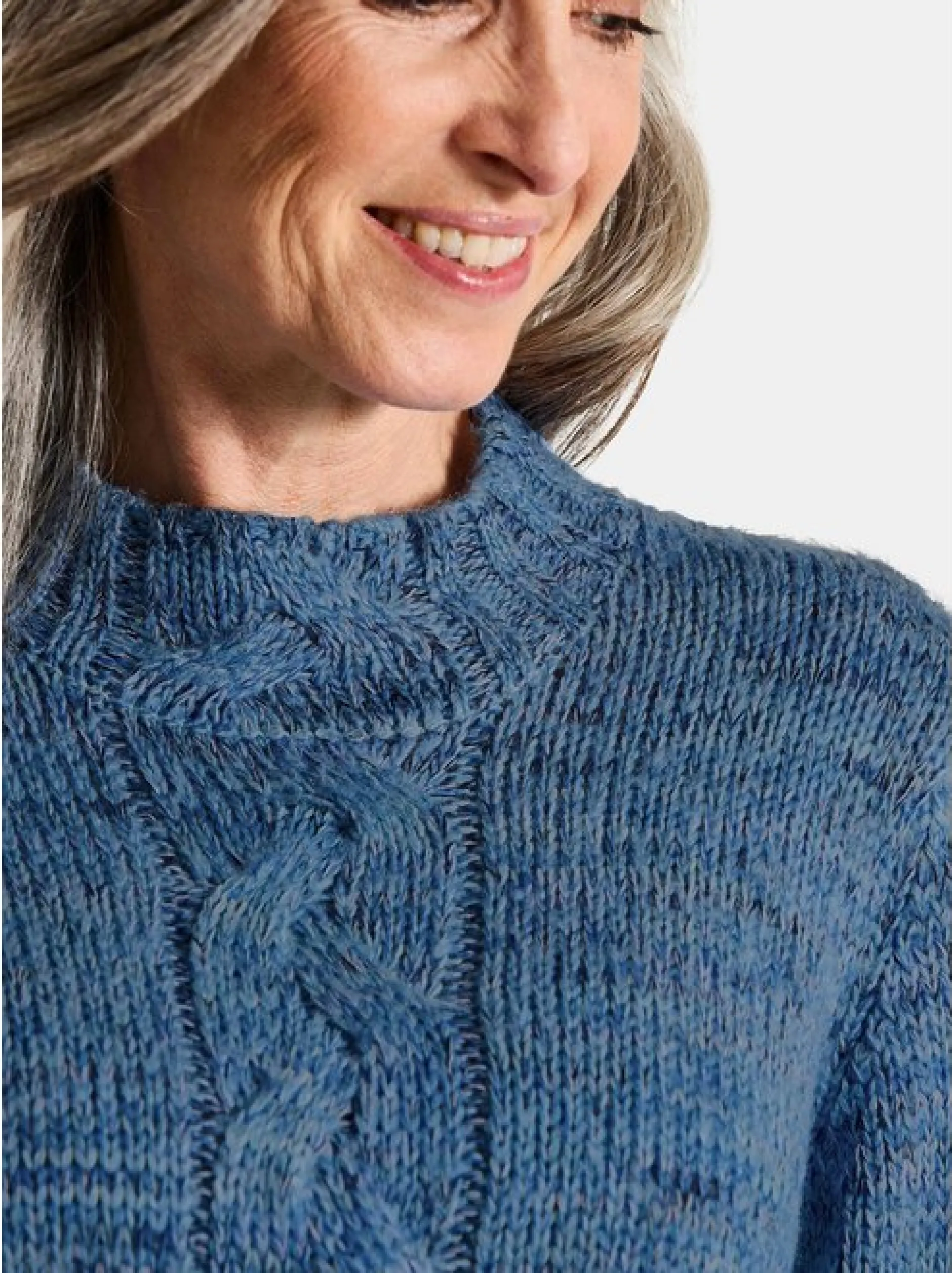 Goldner Damen Pullover in blau - Ausschnitt: Stehkragen