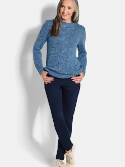 Goldner Damen Pullover in blau - Ausschnitt: Stehkragen