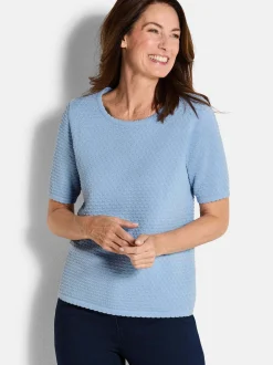 Goldner Damen Pullover in hellblau - Ärmel: Halbarm