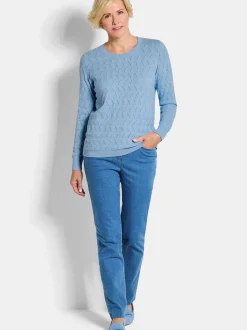 Goldner Damen Pullover in hellblau - Ärmel: langarm